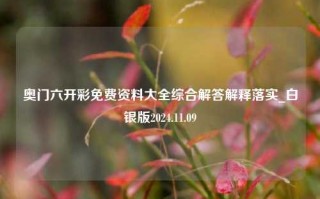 奥门六开彩免费资料大全综合解答解释落实_白银版2024.11.09