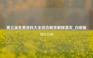 黄立溪免费资料大全综合解答解释落实_白银版2024.11.04