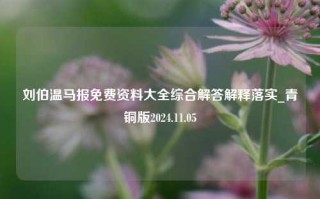 刘伯温马报免费资料大全综合解答解释落实_青铜版2024.11.05