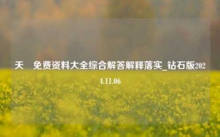 天釆免费资料大全综合解答解释落实_钻石版2024.11.06