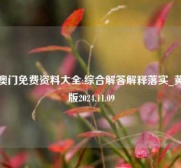 新澳门免费资料大全:综合解答解释落实_黄金版2024.11.09