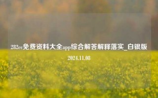 282cc免费资料大全app综合解答解释落实_白银版2024.11.08