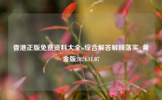 香港正版免费资料大全w综合解答解释落实_黄金版2024.11.07