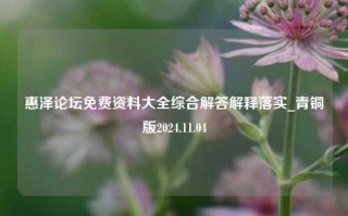 惠泽论坛免费资料大全综合解答解释落实_青铜版2024.11.04