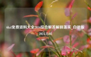 6hzl免费资料大全2016综合解答解释落实_白银版2024.11.03