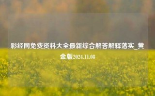 彩经网免费资料大全最新综合解答解释落实_黄金版2024.11.08