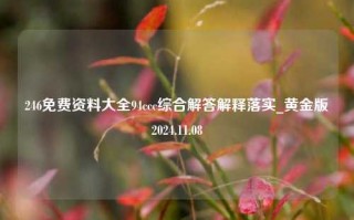 246免费资料大全94ccc综合解答解释落实_黄金版2024.11.08