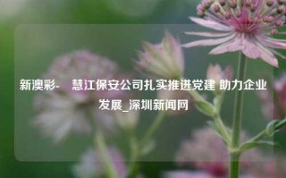 新澳彩-​慧江保安公司扎实推进党建 助力企业发展_深圳新闻网