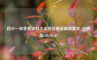 白小一肖免费资料大全综合解答解释落实_白银版2024.11.07