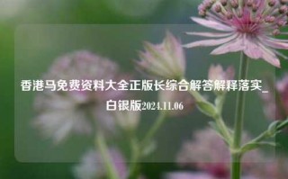 香港马免费资料大全正版长综合解答解释落实_白银版2024.11.06