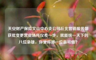 天安财产保险文山中心支公司丘北营销服务部获批变更营业场所仅差一步，就能统一天下的八位枭雄，你觉得哪一位最可惜？