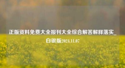 正版资料免费大全报刊大全综合解答解释落实_白银版2024.11.07