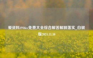 爱资料4946cc免费大全综合解答解释落实_白银版2024.11.10