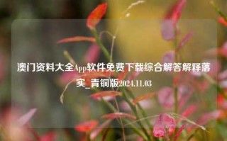 澳门资料大全App软件免费下载综合解答解释落实_青铜版2024.11.03