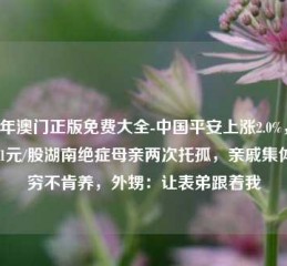 2024年澳门正版免费大全-中国平安上涨2.0%，报58.11元/股湖南绝症母亲两次托孤，亲戚集体哭穷不肯养，外甥：让表弟跟着我