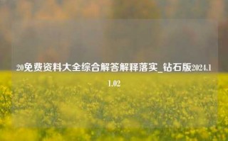 20免费资料大全综合解答解释落实_钻石版2024.11.02