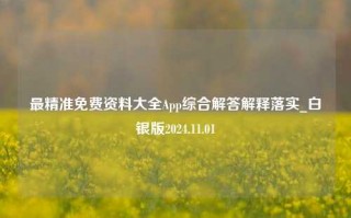 最精准免费资料大全App综合解答解释落实_白银版2024.11.01