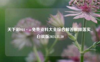 天下彩944·cc免费资料大全综合解答解释落实_白银版2024.11.10