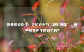 物业保安巡逻：守护安全的“隐形盾牌”，这些细节你注意到了吗？