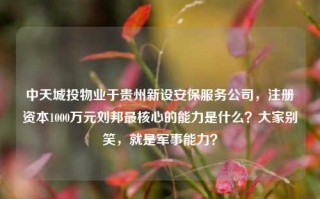 中天城投物业于贵州新设安保服务公司，注册资本1000万元刘邦最核心的能力是什么？大家别笑，就是军事能力？