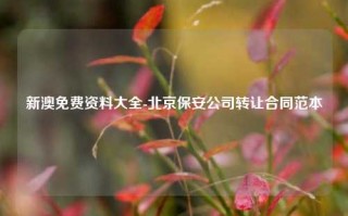 新澳免费资料大全-北京保安公司转让合同范本