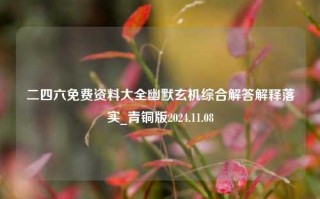 二四六免费资料大全幽默玄机综合解答解释落实_青铜版2024.11.08