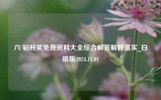 六 彩开奖免费资料大全综合解答解释落实_白银版2024.11.01