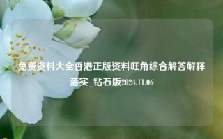 免费资料大全香港正版资料旺角综合解答解释落实_钻石版2024.11.06