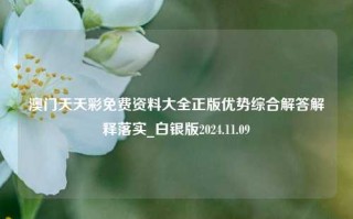 澳门天天彩免费资料大全正版优势综合解答解释落实_白银版2024.11.09