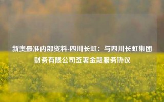 新奥最准内部资料-四川长虹：与四川长虹集团财务有限公司签署金融服务协议