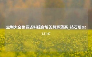 宝利大全免费资料综合解答解释落实_钻石版2024.11.07