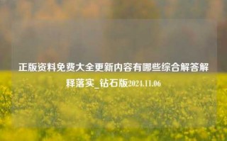 正版资料免费大全更新内容有哪些综合解答解释落实_钻石版2024.11.06