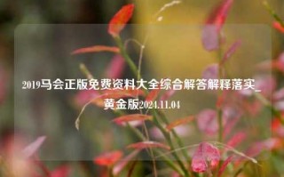 2019马会正版免费资料大全综合解答解释落实_黄金版2024.11.04