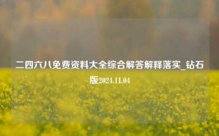 二四六八免费资料大全综合解答解释落实_钻石版2024.11.04