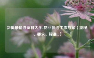 新奥最精准资料大全-物业保洁工作方案（流程、要求、标准...）