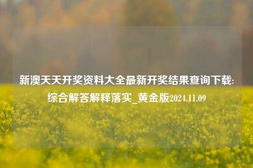 新澳天天开奖资料大全最新开奖结果查询下载:综合解答解释落实_黄金版2024.11.09-第1张图片-陕西军卫安保服务公司