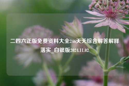 二四六正版免费资料大全246天天综合解答解释落实_白银版2024.11.02-第1张图片-陕西军卫安保服务公司