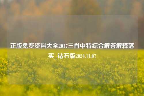 正版免费资料大全2017三肖中特综合解答解释落实_钻石版2024.11.07-第1张图片-陕西军卫安保服务公司