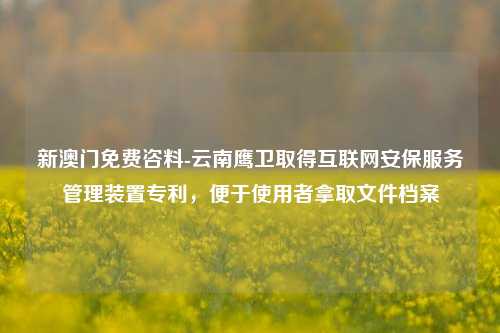 新澳门免费咨料-云南鹰卫取得互联网安保服务管理装置专利，便于使用者拿取文件档案-第1张图片-陕西军卫安保服务公司