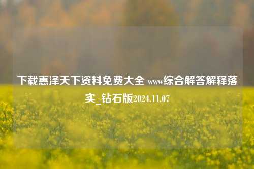 下载惠泽天下资料免费大全 www综合解答解释落实_钻石版2024.11.07-第1张图片-陕西军卫安保服务公司